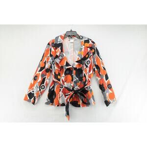 VTG Ben Marc 70s Vibe Belted Jacket Women's 16 Black Orange Retro Church Career